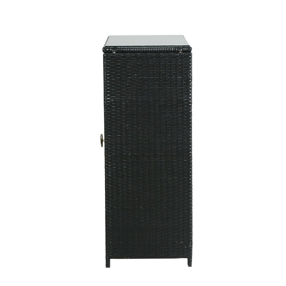 Outdoor Wicker Storage Cabinet Black-4