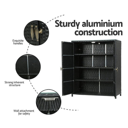 Outdoor Wicker Storage Cabinet Black-5