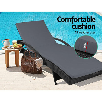 Outdoor Sun Lounge - Black-4