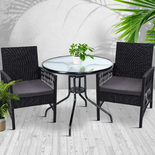 Outdoor Table and 2 Chairs Bistro Style Set-0