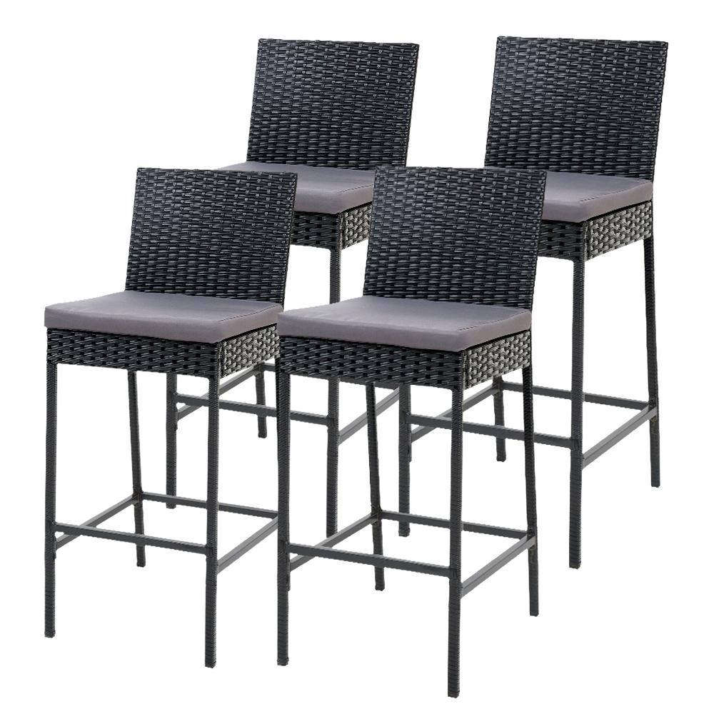 Outdoor Wicker Bar Stools (Set of 4)-4