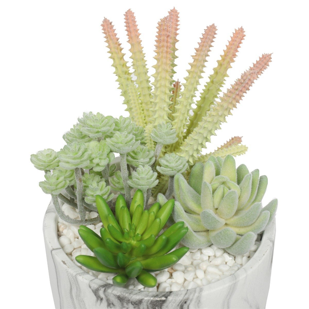 Potted Artificial Succulent Bowl with Marble Pot 20.5cm-0