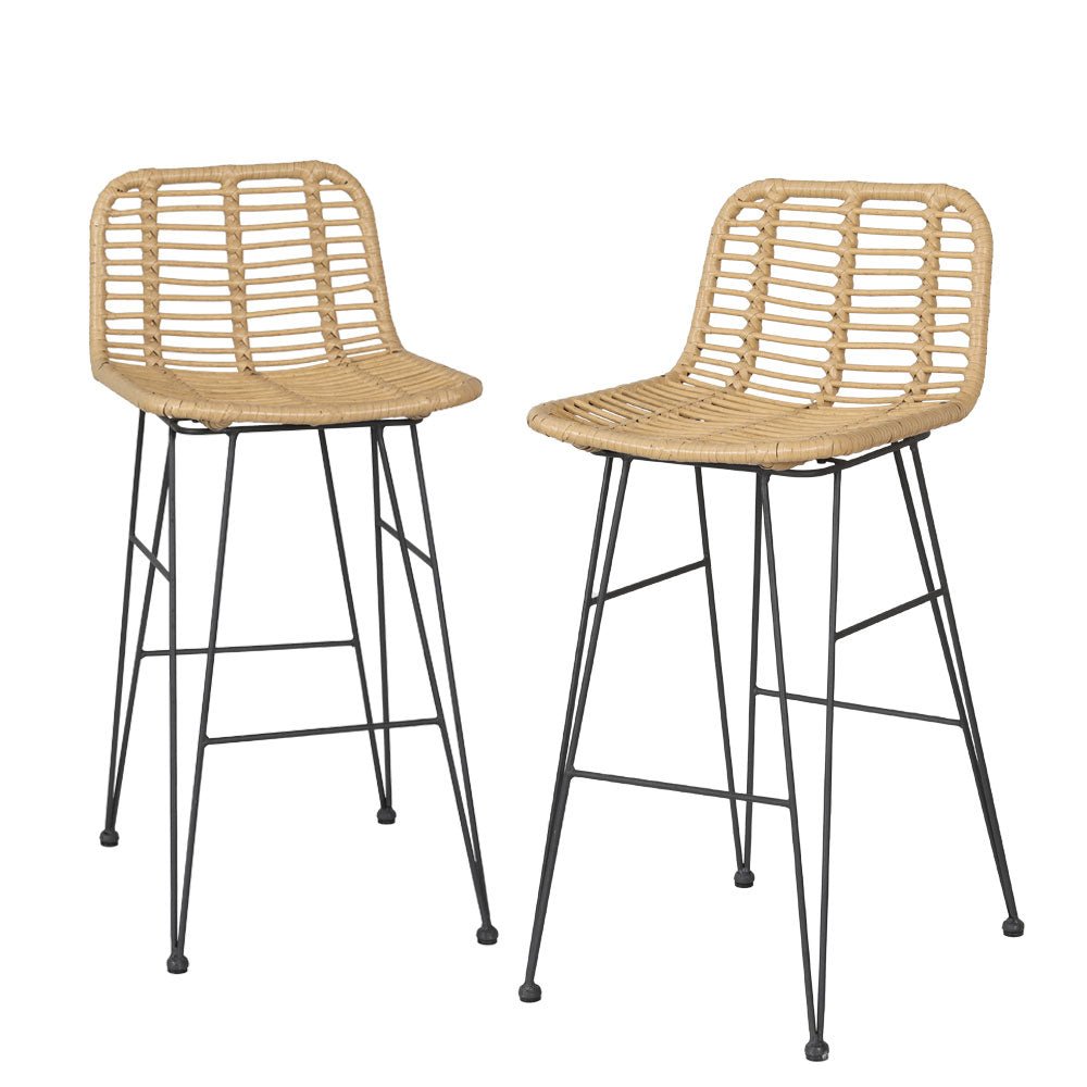 Set of 2 Outdoor Wicker Bar Stools-0