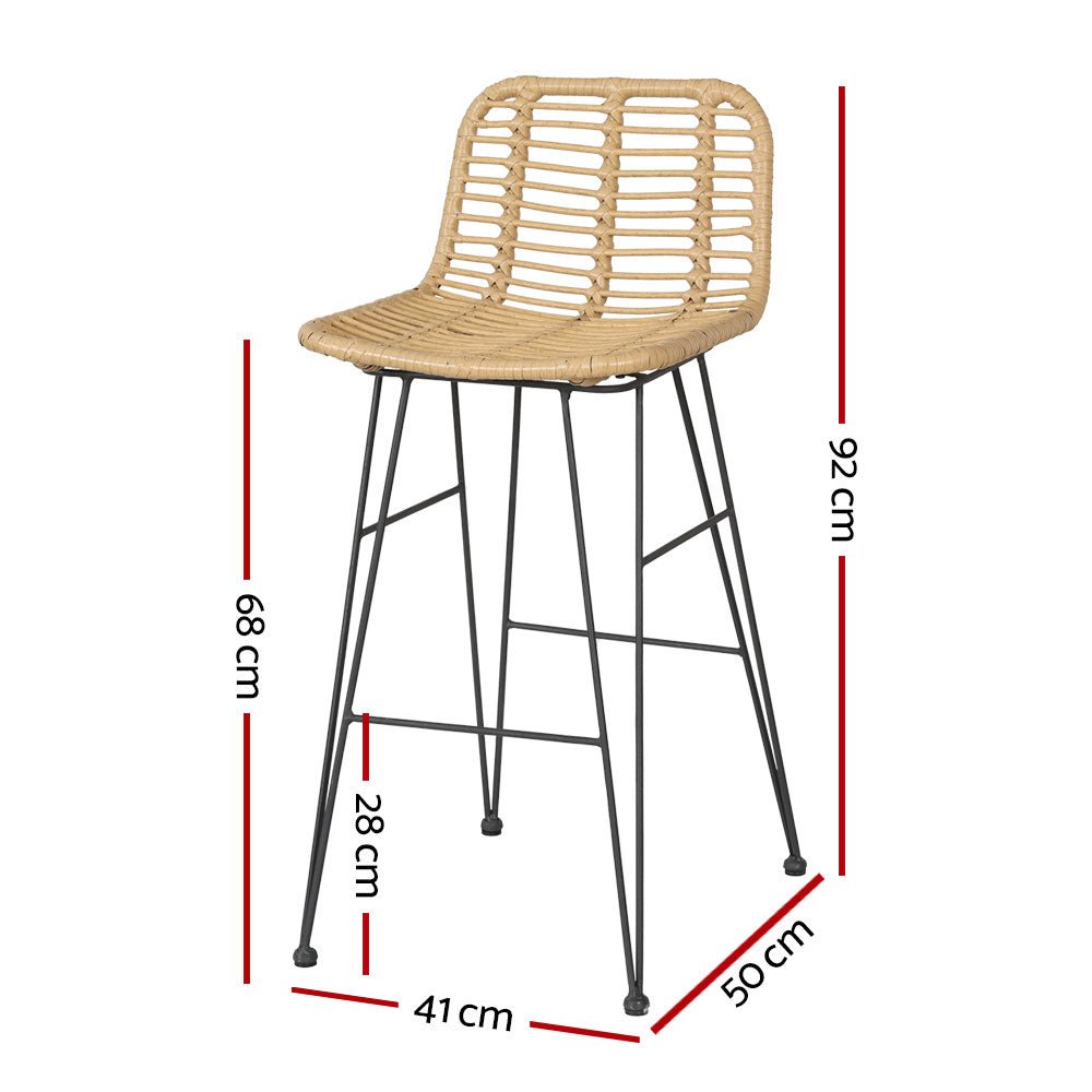 Set of 2 Outdoor Wicker Bar Stools-1