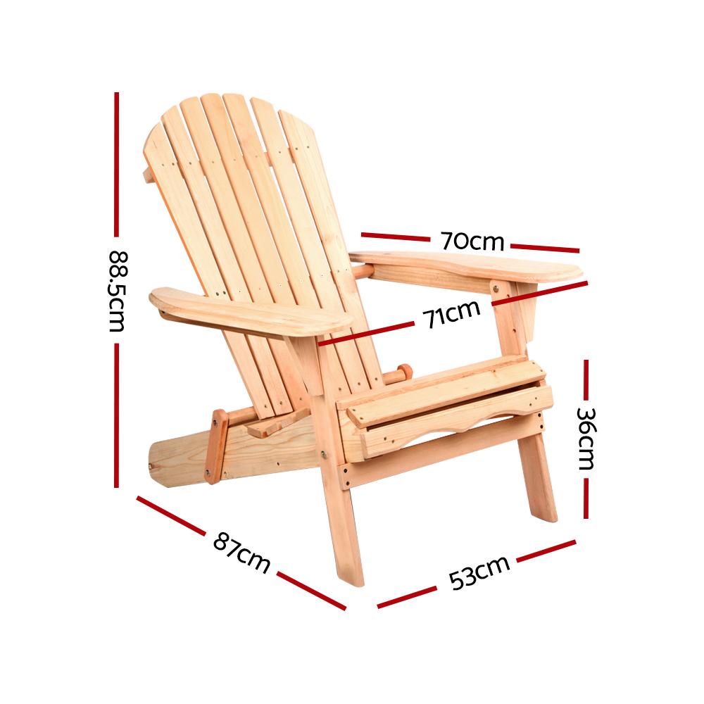 Set of 2 Patio Furniture Outdoor Wooden Chairs - Beach-1