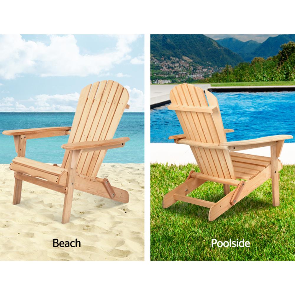 Set of 2 Patio Furniture Outdoor Wooden Chairs - Beach-9