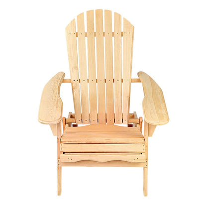 Set of 2 Patio Furniture Outdoor Wooden Chairs - Beach-2