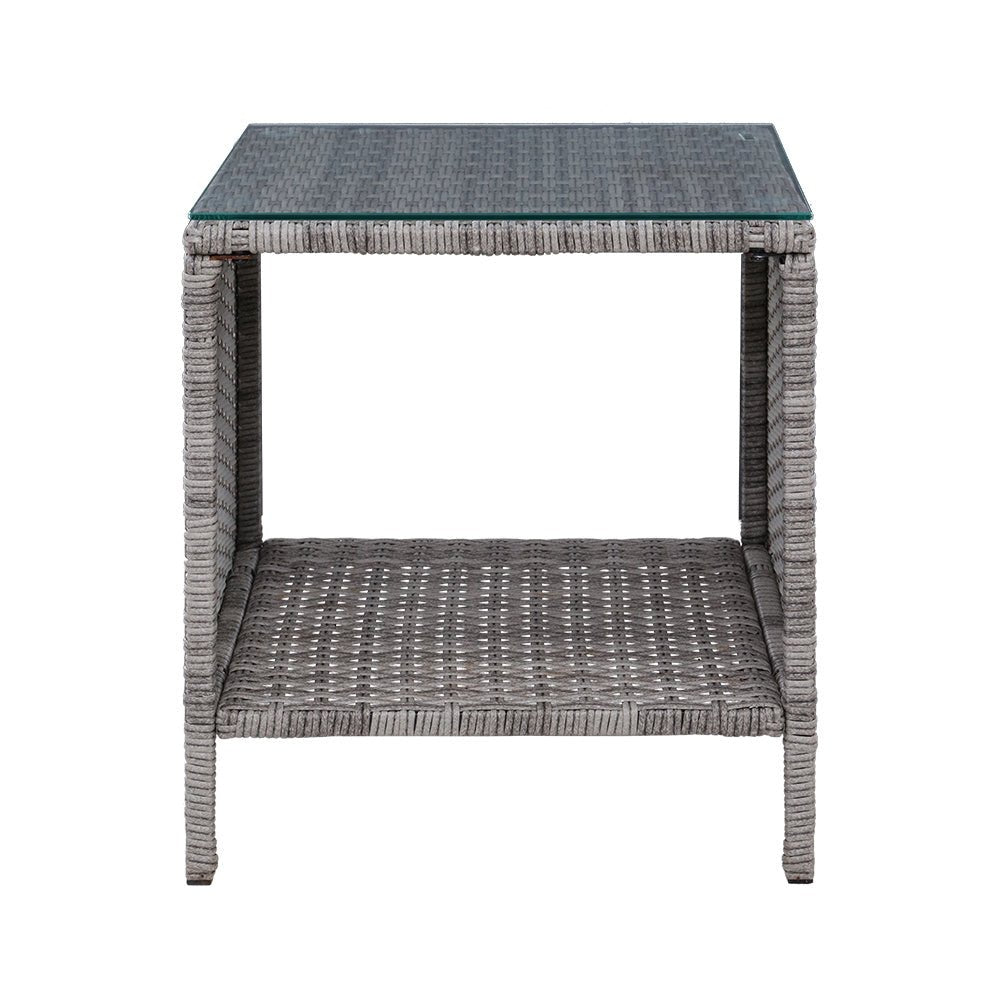 Outdoor Wicker Side Table Grey-4