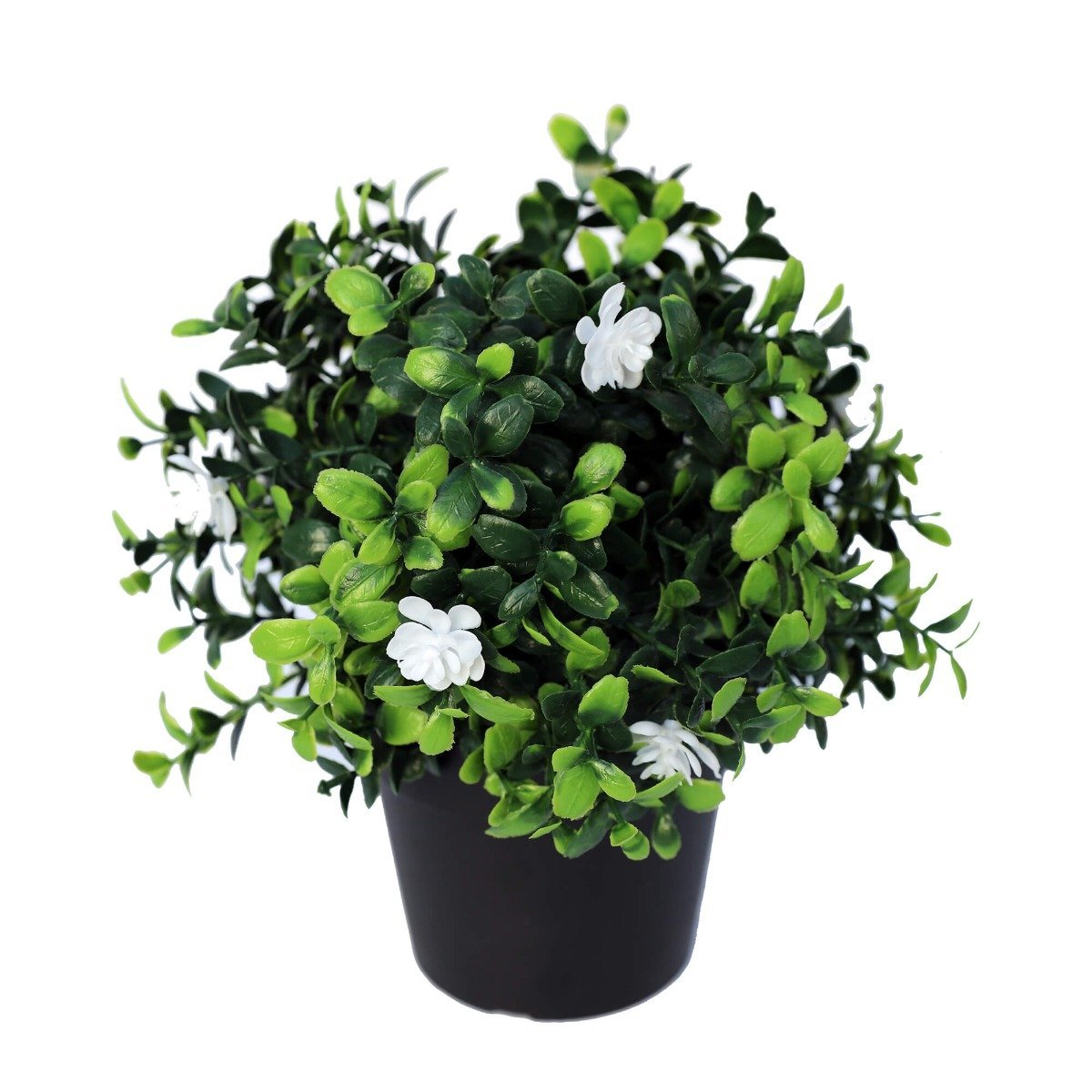 Small Potted Artificial Flowering Boxwood Plant UV Resistant 20cm-2