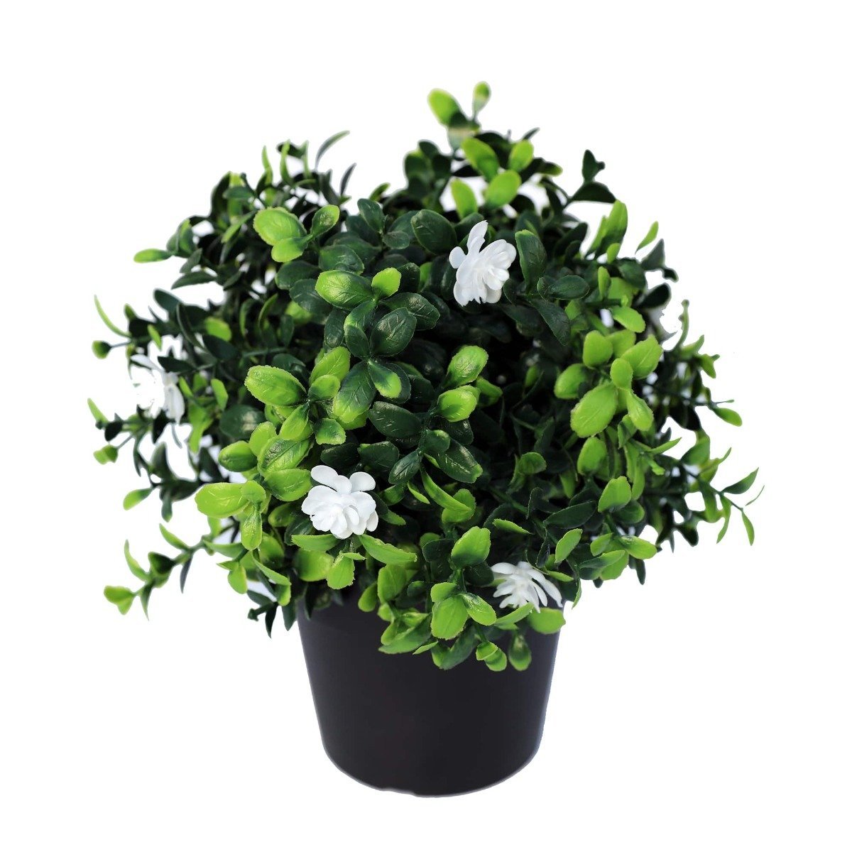 Small Potted Artificial Flowering Boxwood Plant UV Resistant 20cm-1