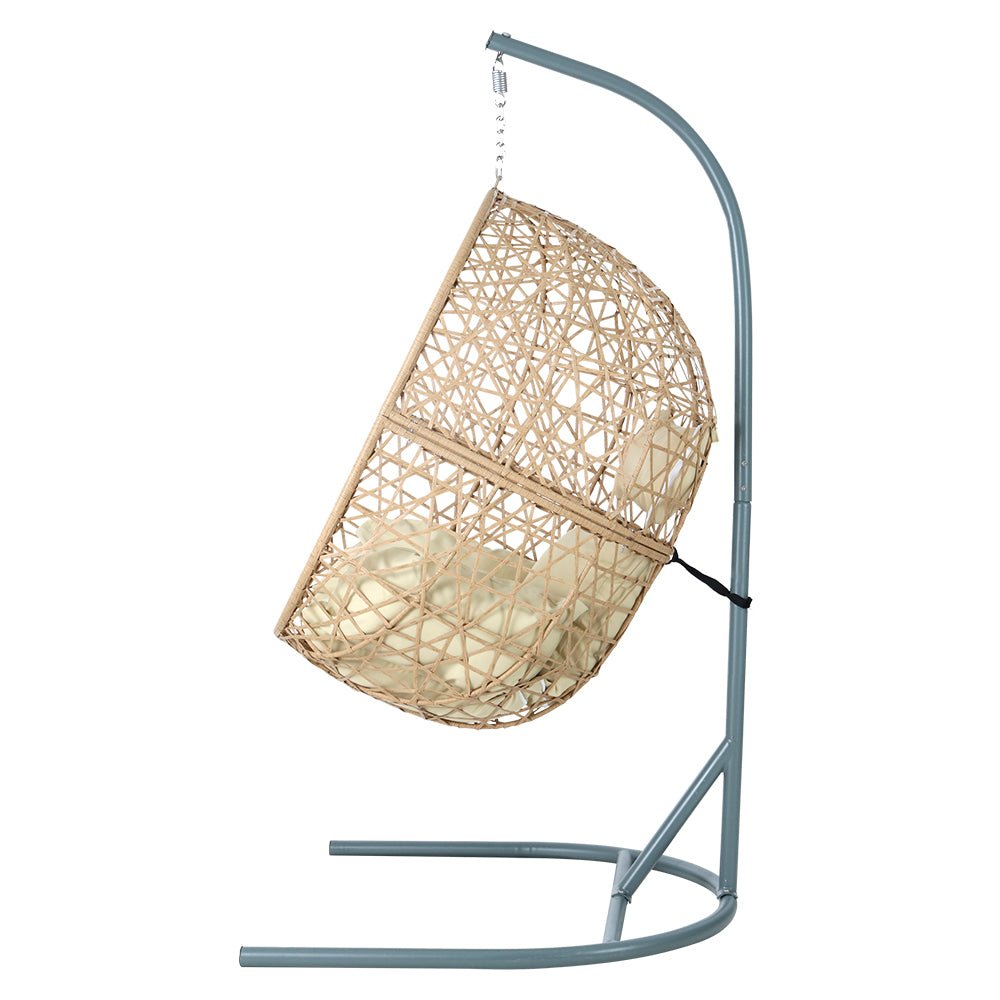 Swing Chair Egg Hammock With Stand Outdoor Furniture Wicker Seat Yellow-4