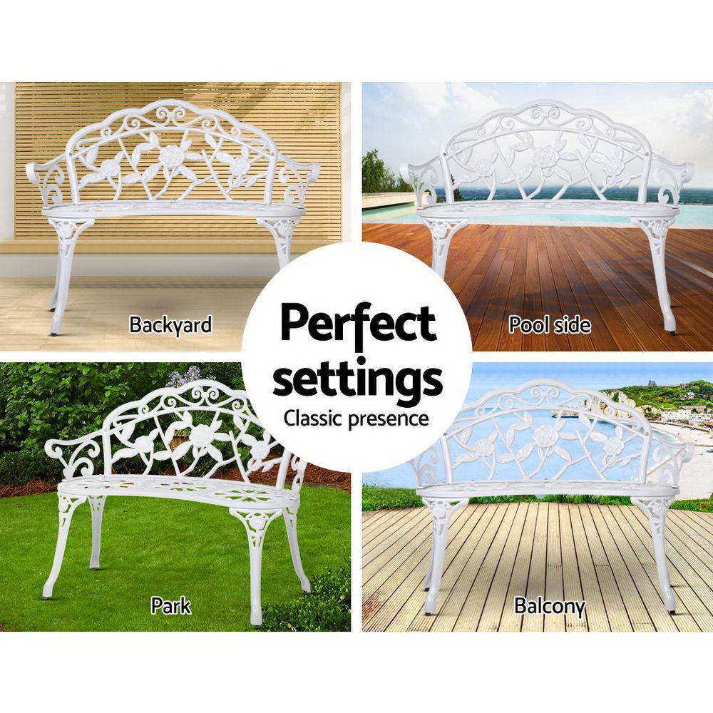 Victorian Garden Bench (White)-9